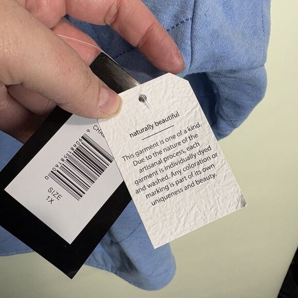 Bagatelle Jacket Women's 1X Chambray Blue Quilted Full Zip Oversized Boxy New - Picture 6 of 8